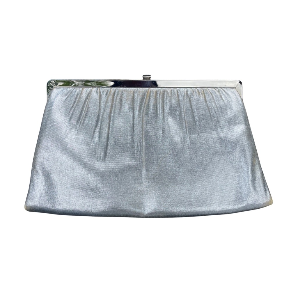 Vintage Silver‎ Evening Bag Clutch Purse Metallic Party Handbag